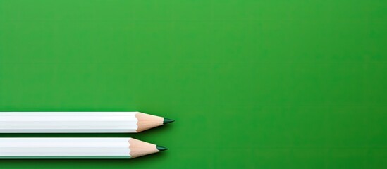 Green background with white pencil, providing copy space image.