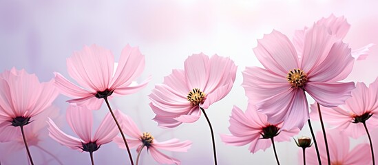 Canvas Print - Pink cosmos flower set against a soft background with ample copy space image.