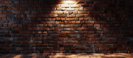 Poster - Indoor brick wall lit up, ideal for a copy space image.