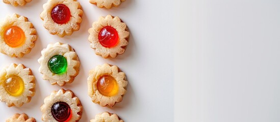 Poster - Jelly-filled cookies displayed on a white backdrop with space for adding text or graphics.