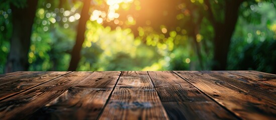 Canvas Print - Blurry nature background with a tabletop, ideal for copy space image.