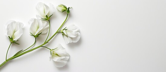 Aufkleber - White background with a sweetpea creating copy space image.