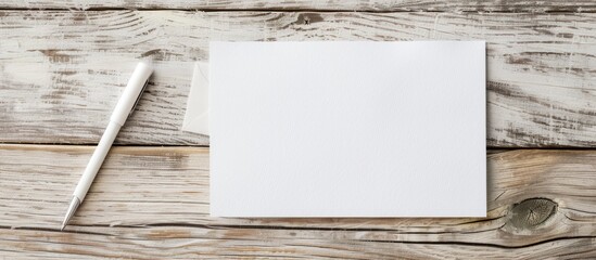 Aufkleber - A blank corporate identity template is displayed on a light wooden background, perfect for design presentations and portfolios, with copy space image.