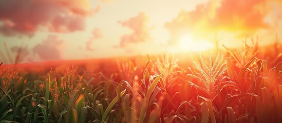 Canvas Print - Field of corn with a copy space image.