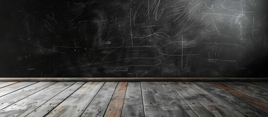 Poster - Empty black chalkboard surface with copy space image available.