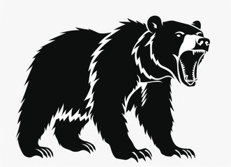 Poster - AI generated illustration of a roaring bear with detailed fur