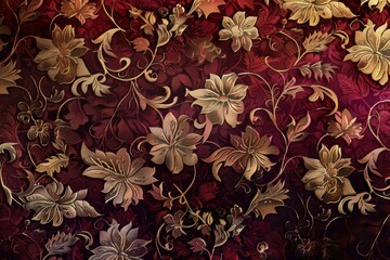 Medieval tapestries, where flowers woven from gold and silver threads bloom against a backdrop of rich, velvety colors, bringing the opulence of the past to life background texture, ai generated