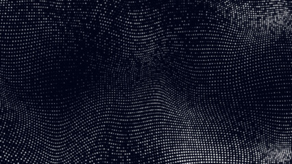 Abstract particles dot wave Background. Abstract wavy dot and falling particle on black background . Technology grunge halftone particle background