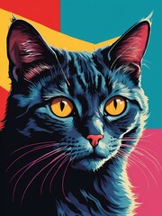 Naklejka na meble Cat Portrait Pop Art Style generative AI illustration