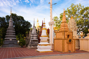 Wall Mural - Pagodas at Buddhist temple in Phnom Penh, Cambodia