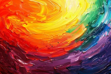 Wall Mural - Abstract background of colorful oil paint swirls in a rainbow gradient