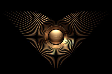 Wall Mural - golden badge with lines on black background