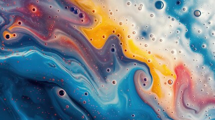 Wall Mural - ai generated illustration of abstract colorful fluid art with blue, yellow and white swirls