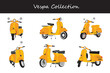 © Yasier - vespa collection. vespa in different poses. Vector illustration.