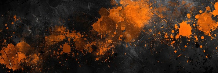 Wall Mural - Abstract black and orange background with a spray paint effect