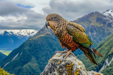 Wall Mural - Kea Parrot High Up in the Southern Alps Mountains of New Zealand's South Island