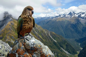 Sticker - Kea Parrot High Up in the Southern Alps Mountains of New Zealand's South Island