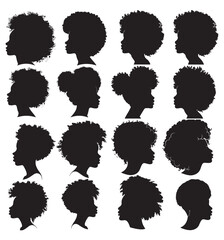 Sticker - Silhouette of Afro woman's  hair style