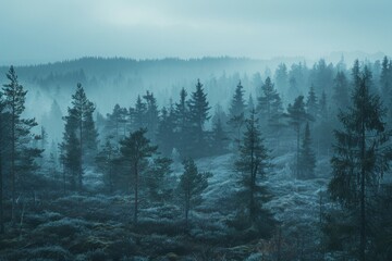 Poster - Misty Forest Landscape