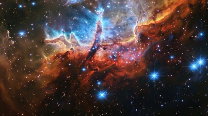 Wall Mural - Cosmic Symphony: A Majestic Galaxy of Vibrant Colors and Sparkling Stars