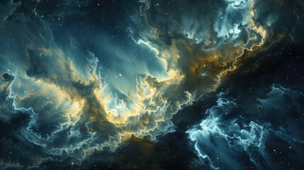 Wall Mural - Ethereal Beauty of a Nebula: Close-up View of Intricate Gas Formations in Deep Space