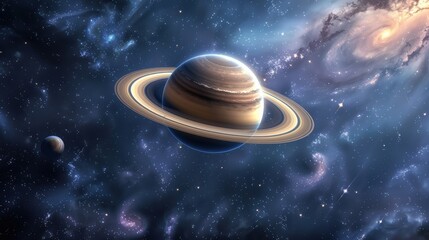 Wall Mural - Majestic Saturn: Planet with Rings in the Infinite Cosmos