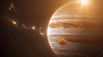 Wall Mural - Majestic Close-up of Jupiter's Atmospheric Bands and Great Red Spot