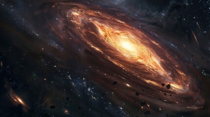 Wall Mural - Cosmic Enchantment: Spectacular Distant Galaxy with Central Black Hole
