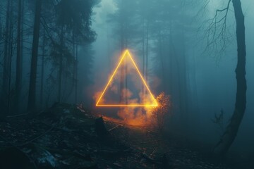 Sticker - Mysterious Glowing Triangle in Forest