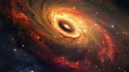 Wall Mural - Cosmic Portal: Captivating View of a Distant Galaxy with a Central Black Hole