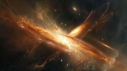 Wall Mural - Cosmic Collision: Mesmerizing Encounter of Galaxies in Deep Space