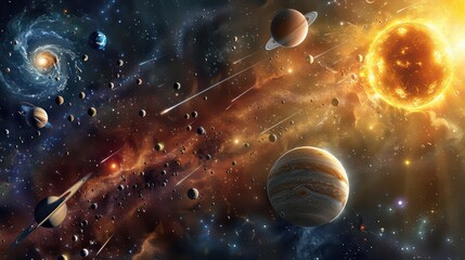 Wall Mural - Cosmic Symphony: Artistic Representation of the Formation of the Solar System