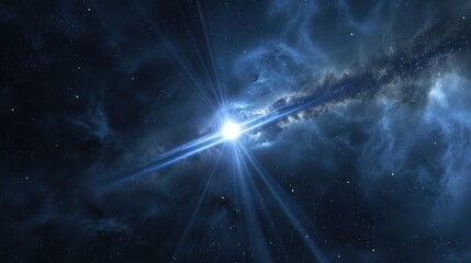 Wall Mural - Cosmic Symphony: Mesmerizing View of a Distant Pulsar Emitting Intense Beams of Light