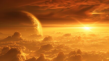 Sticker - calm and beautiful venus: a tranquil scene of the planet's clouds and shiny terrain