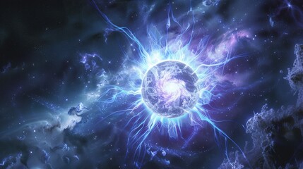 Wall Mural - Cosmic Power Unleashed: Neutron Star with Intense Magnetic Fields