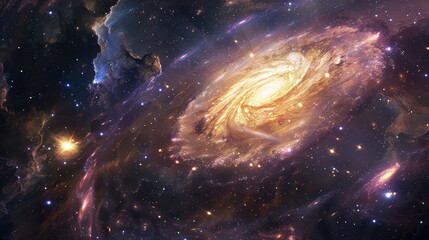 Wall Mural - celestial beauty: majestic galactic spiral arm with dazzling star systems