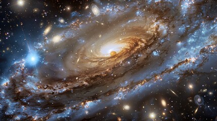 Wall Mural - Cosmic Symphony: Majestic Galactic Spiral Arm Dotted with Star Systems