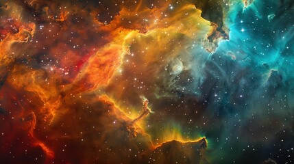 Wall Mural - Cosmic Canvas: Vibrant Interstellar Gas and Dust Clouds Painting the Universe