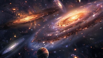 Wall Mural - cosmic ballet: dark matter shaping galaxies in an artistic universe