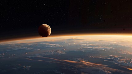 Wall Mural - Celestial Harmony: Tranquil Lunar Eclipse as Earth Casts Shadow