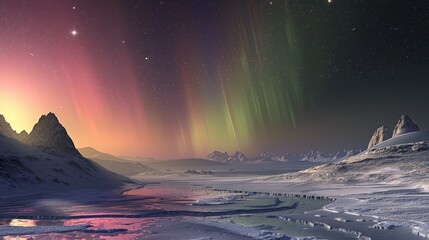 Wall Mural - Enchanting Auroras on Exotic Alien Worlds - A Captivating Extraterrestrial Display