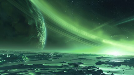 Wall Mural - enchanting aurora on an exotic alien planet