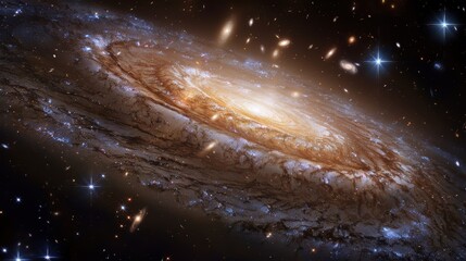 Wall Mural - Celestial Beauty: Captivating Distant Galaxy with Central Bulge and Elegant Spiral Arms