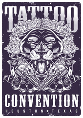 Wall Mural - Tattoo convention vintage sticker monochrome