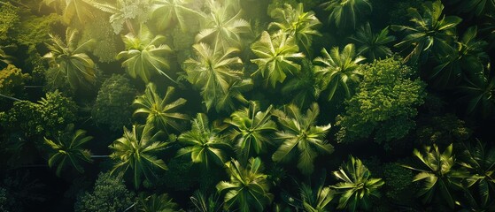 Wall Mural - dramatic aerial photograph of the jungle at sunrise perfect for beautiful natural backgrounds and tropical designs