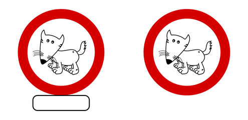 Sticker - A young wolf in black and white with a road sign to color on a white background - vector