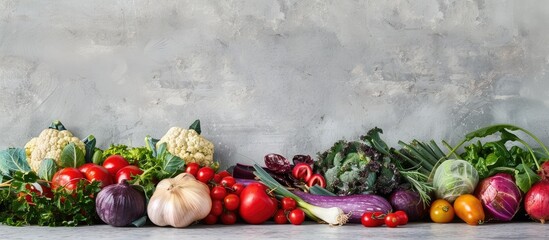 Poster - Copy space image featuring fresh organic vegetables displayed on a table