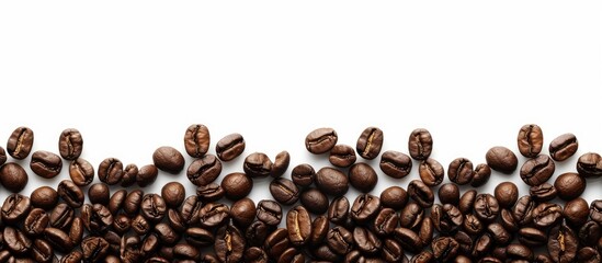 Poster - White background with copy space image featuring coffee beans ideal for text placement within a coffee themed setting