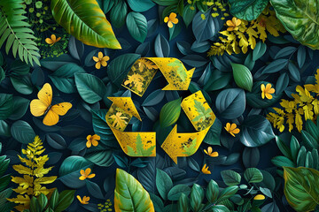 Wall Mural - Generative AI conceptual illustration development of garbage recycling reusage clean safe planet