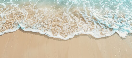 Aufkleber - Beach scene with waves hitting the shore in a picture with blank space for text. with copy space image. Place for adding text or design